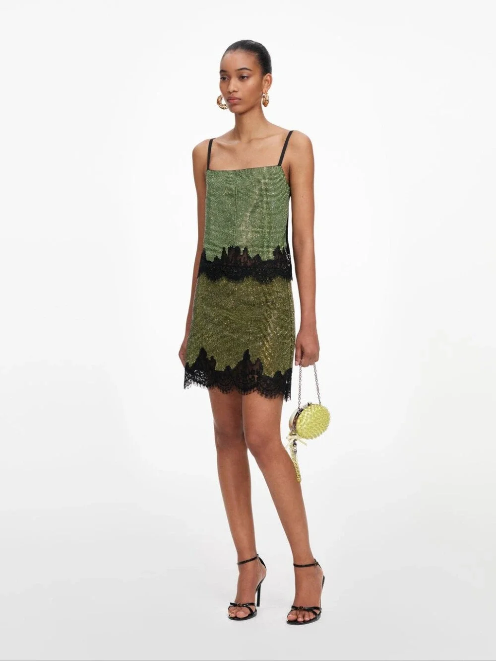 Self Portrait Green Crystal Chainmail Top - Picture 2 of 6